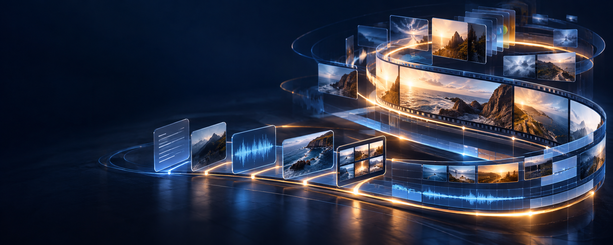 Abstract AI-assisted media production timeline